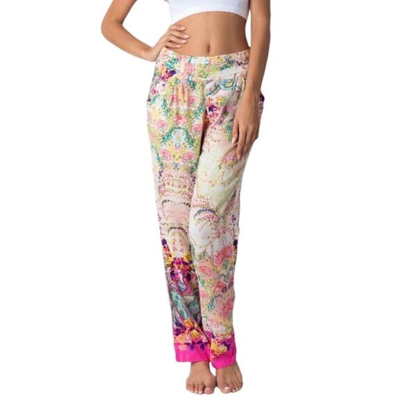 NWT Boho Pajama Lounge Pants Sz.L Pockets Floral Multi Pink Elastic Waist Fairy - Picture 10 of 10